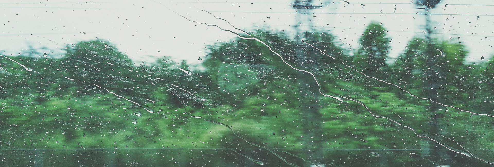 rain running down a moving train window